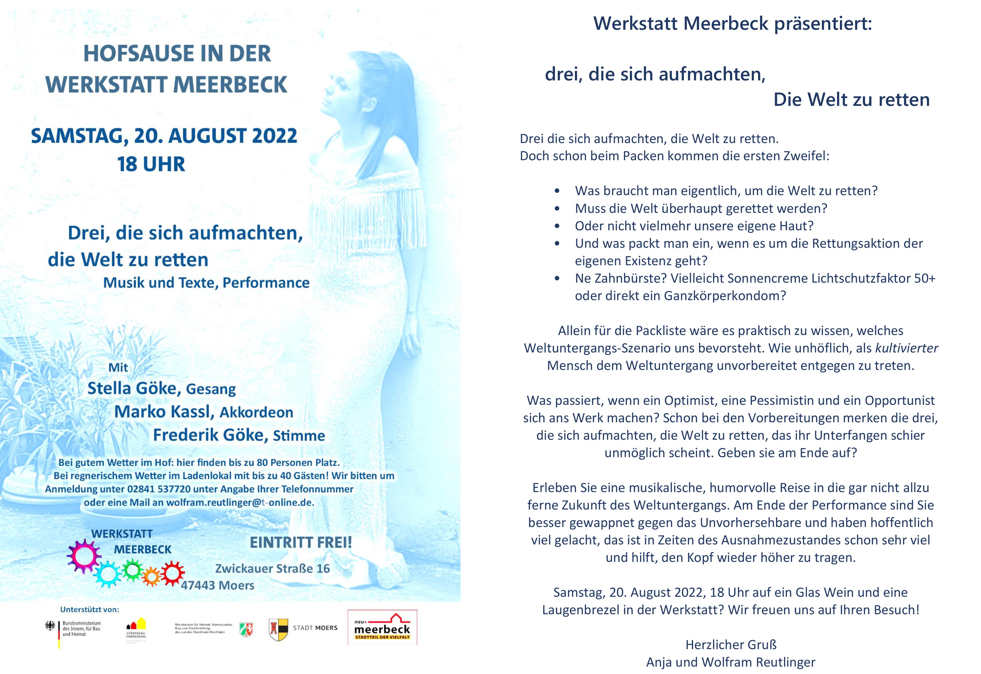Flyer der Hofsause in der Werkstatt Meerbeck