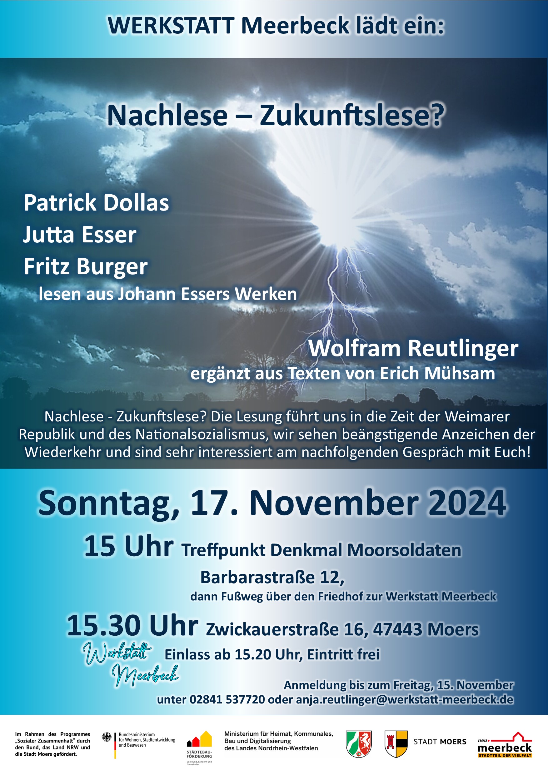 Plakat Nachlese Zukunftslese mit Wolfram Reutlinger